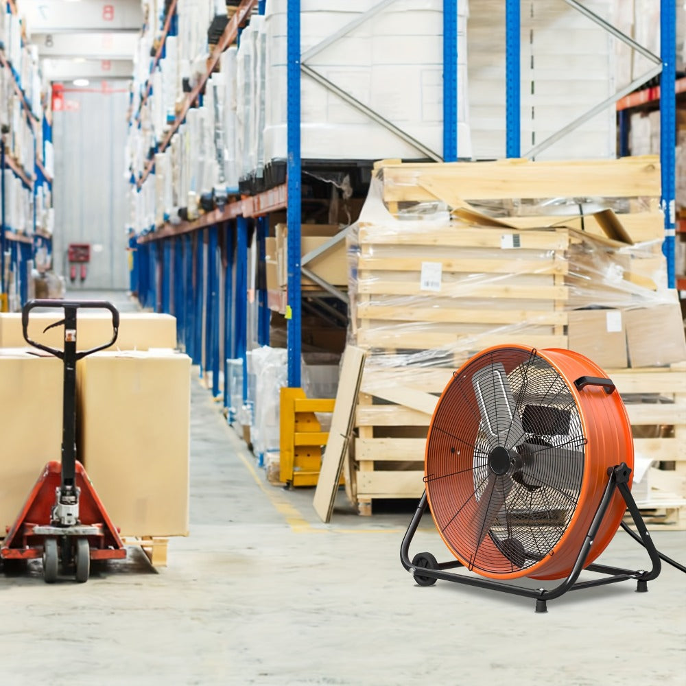 Industrial Drum Fan 24 & 30 Inch | High Velocity Floor Fan 9460-14000 CFM, 3-Speed Air Circulator with 180° Tilt for Warehouse, Garage, Workshop, Job Site & Large Space Cooling – Multiple Colors