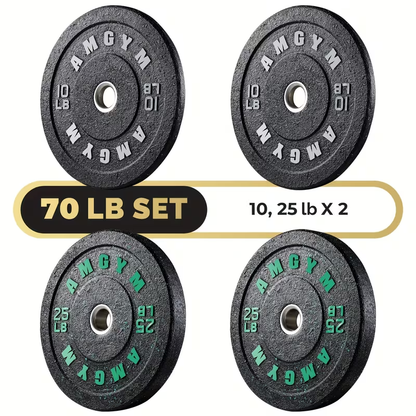 Bumper Plates Colored Rubber Weight Plates – 2-Inch Olympic Barbell Plates for Weightlifting & Strength Training, High Bounce Floor Protection, Low Odor, Non-Slip Surface, Home Gym & Commercial Gym