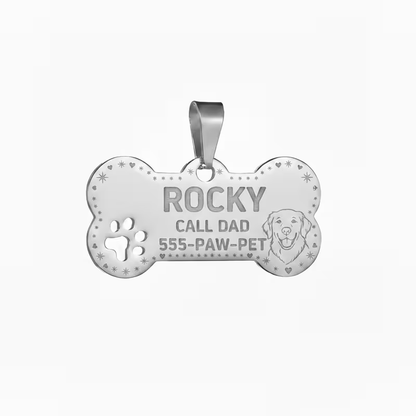 Custom Dog Collar Cuban Chain with Engravable Pet ID Tag – Personalized Name & Phone Number Plate for Small Medium Large Dogs & Cats, Sizes S to 4XL, Golden Silver Rose Gold Gift