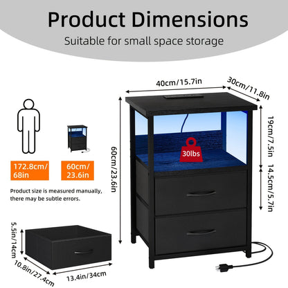 Nightstands shown in the Black, 1pc option