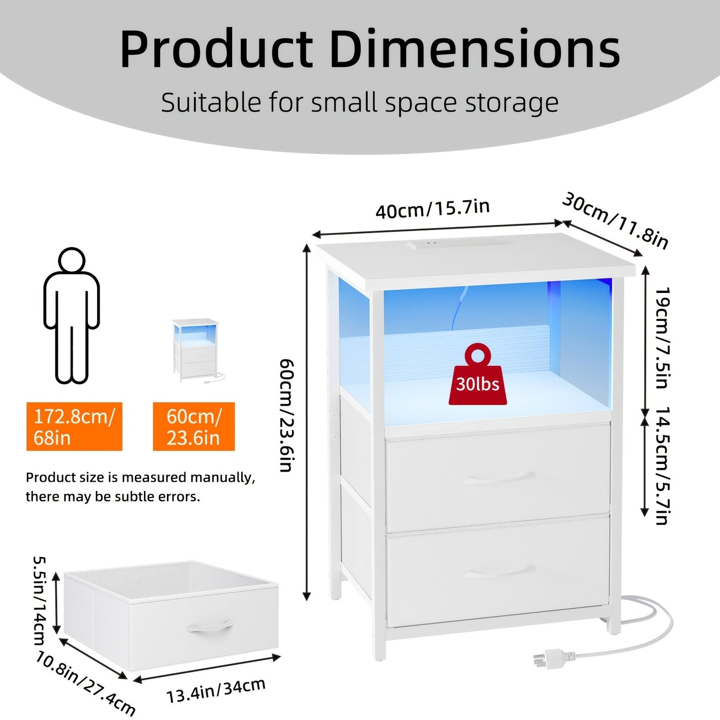 Nightstands shown in the White, 1pc option