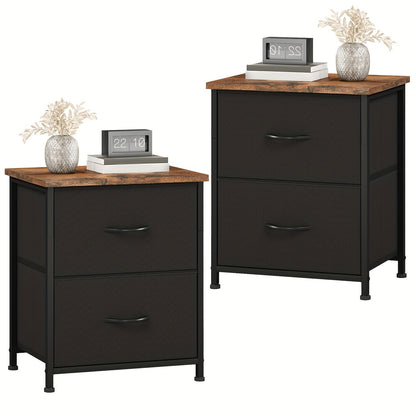 Nightstand shown in the Black Rustic Brown, 2pcs option