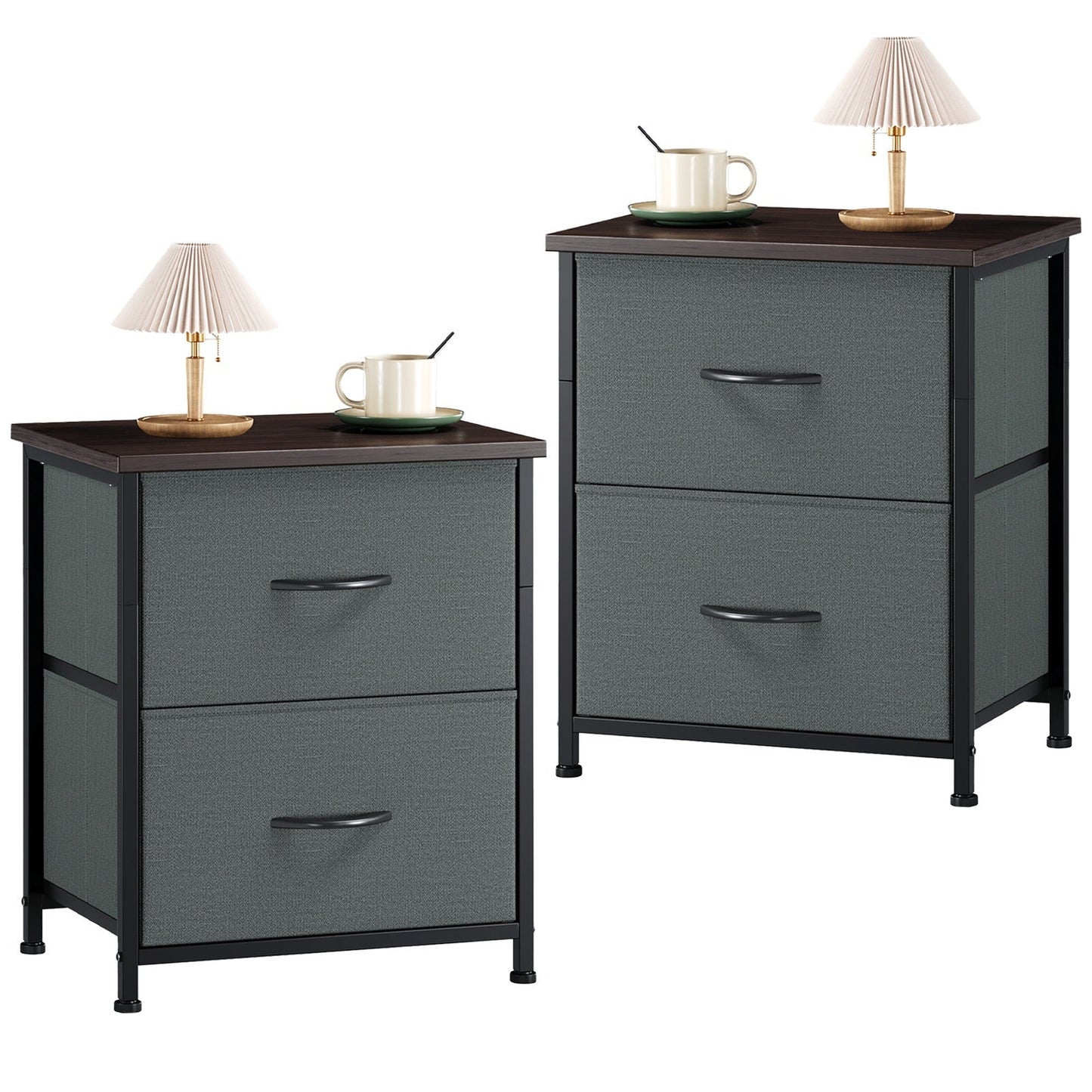 Nightstand shown in the Charcoal Gray, 2pcs option