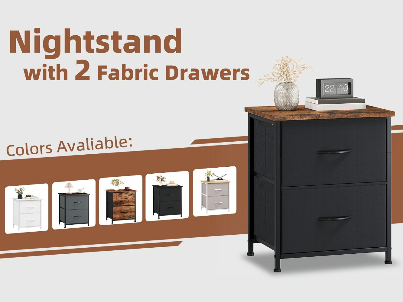 Fabric Nightstand with Multiple Color Options, Bedside Table for Bedroom detail image - detail view 18