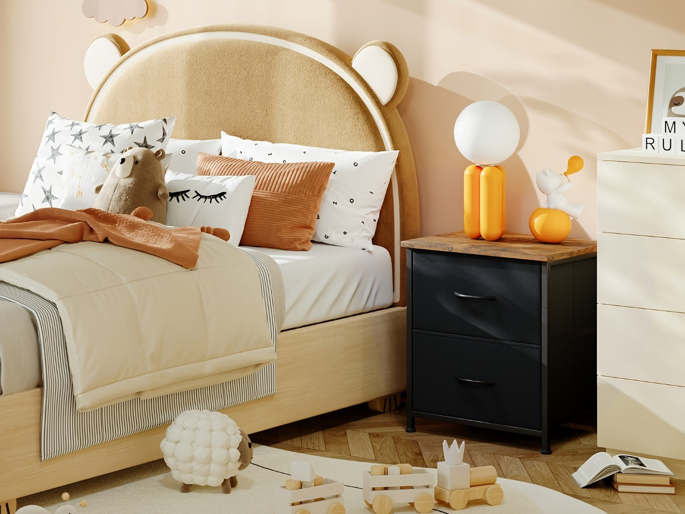 Fabric Nightstand with Multiple Color Options, Bedside Table for Bedroom detail image - detail view 23