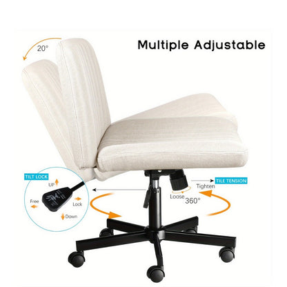 Fabric Office Chair with Cross-Legged Seat and Rolling Wheels detail image - detail view 12