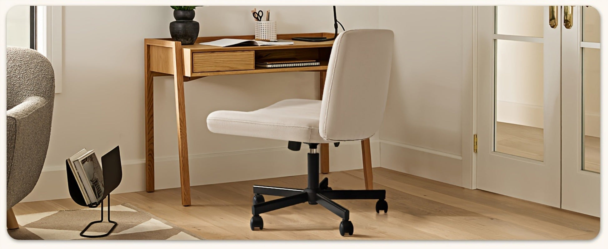 Fabric Office Chair with Cross-Legged Seat and Rolling Wheels detail image - detail view 19