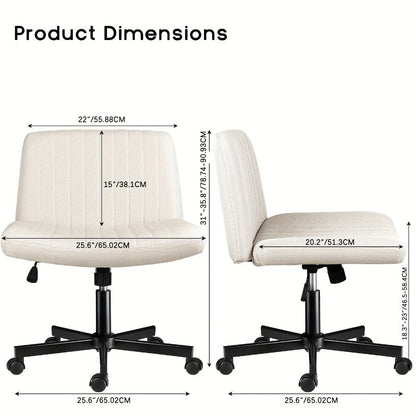 Fabric Office Chair with Cross-Legged Seat and Rolling Wheels detail image
