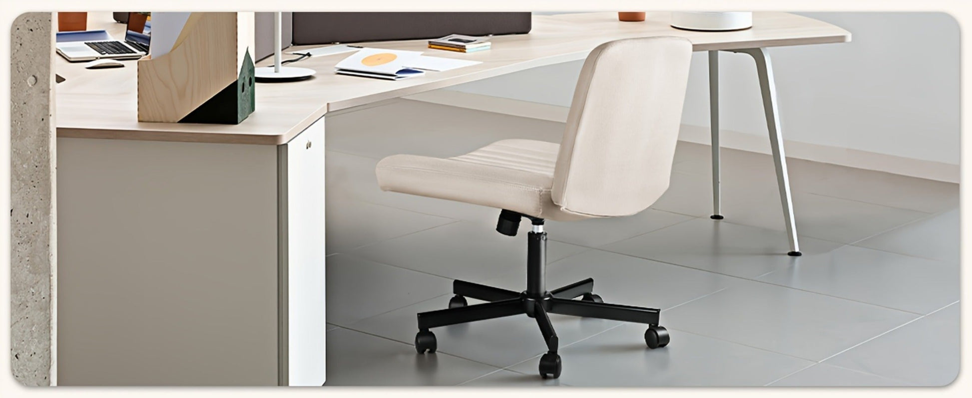Fabric Office Chair with Cross-Legged Seat and Rolling Wheels detail image - detail view 21
