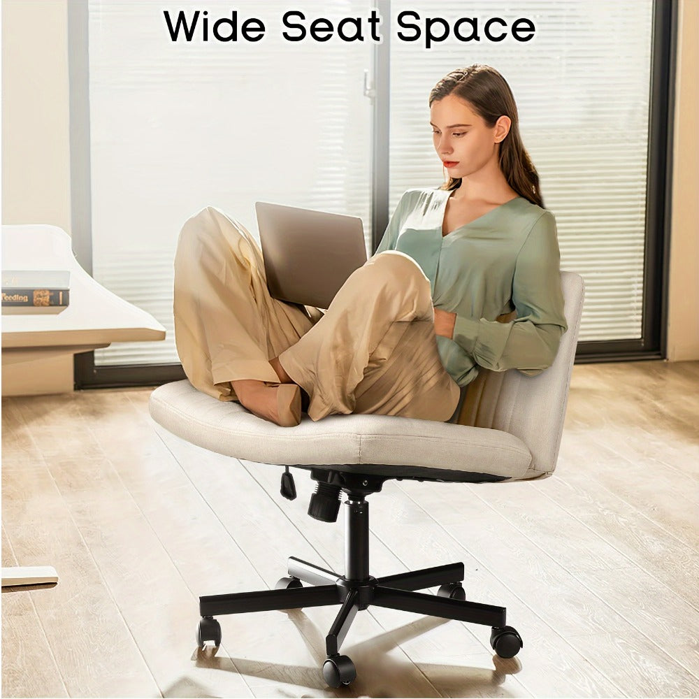 Fabric Office Chair with Cross-Legged Seat and Rolling Wheels detail image - detail view 4