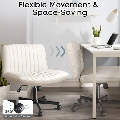 Fabric Office Chair with Cross-Legged Seat and Rolling Wheels detail image - detail view 6