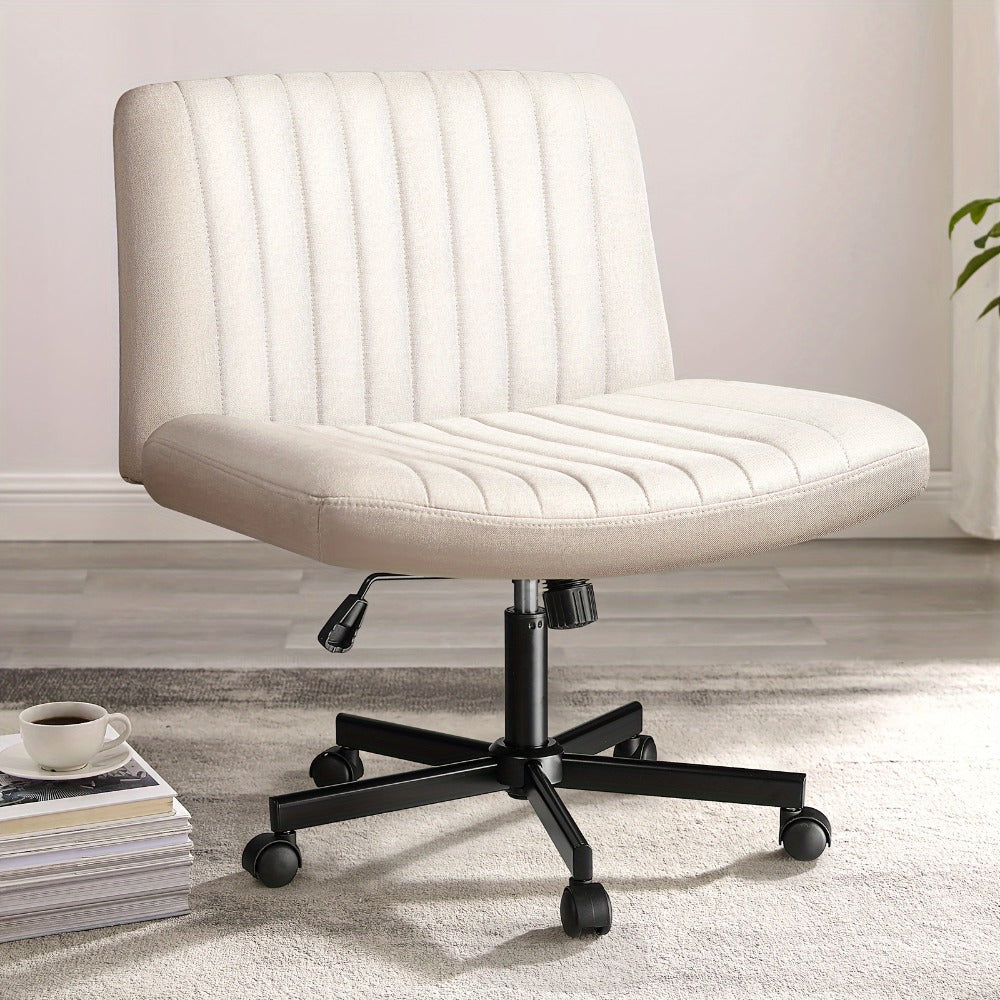 Office Chair, Criss Cross Chair with Wheels Fabric Padded Armless Cross Legged Swivel shown in the main product view
