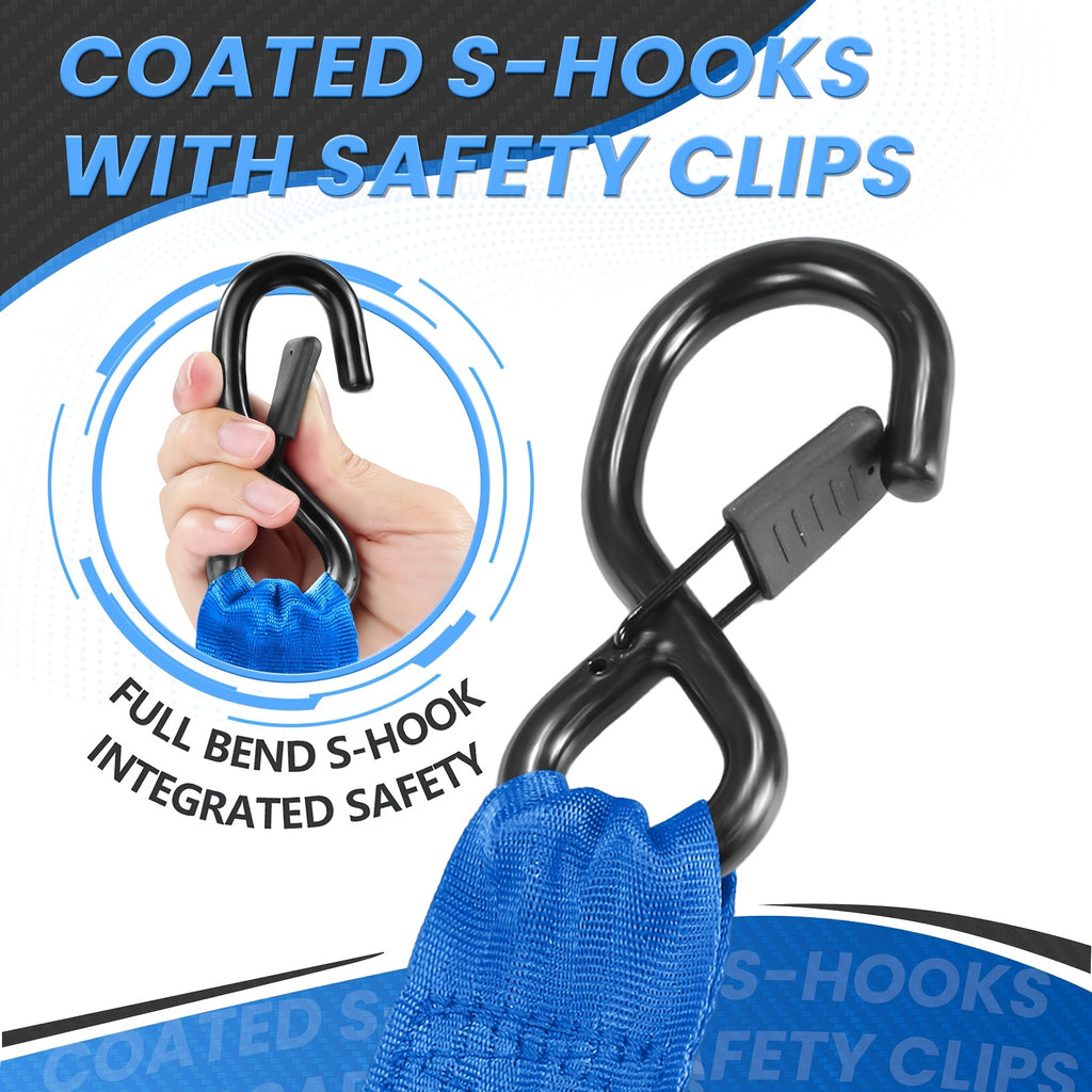 2pcs Retractable Ratchet Straps, 2Inch × 10 Feet Heavy Duty Auto Self Retracting Tie Down Straps - 1pc With Storage Bag And Extension Strap - Cargo Straps For Truck, Cargo Trailer, Motorcycle, Moving, Appliances
