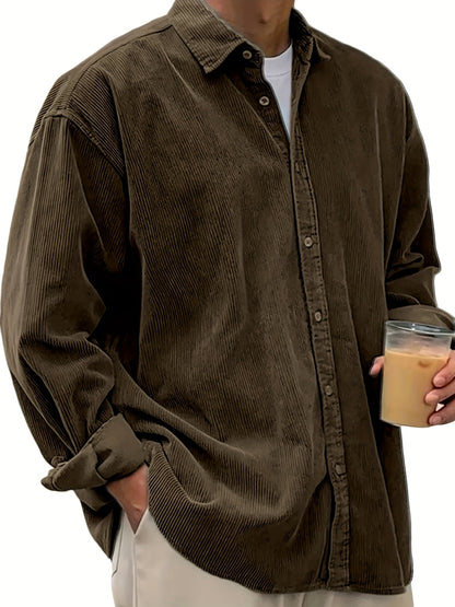 Men's Solid Relaxed Fit Long Sleeve Casual Shirt - Easy Care