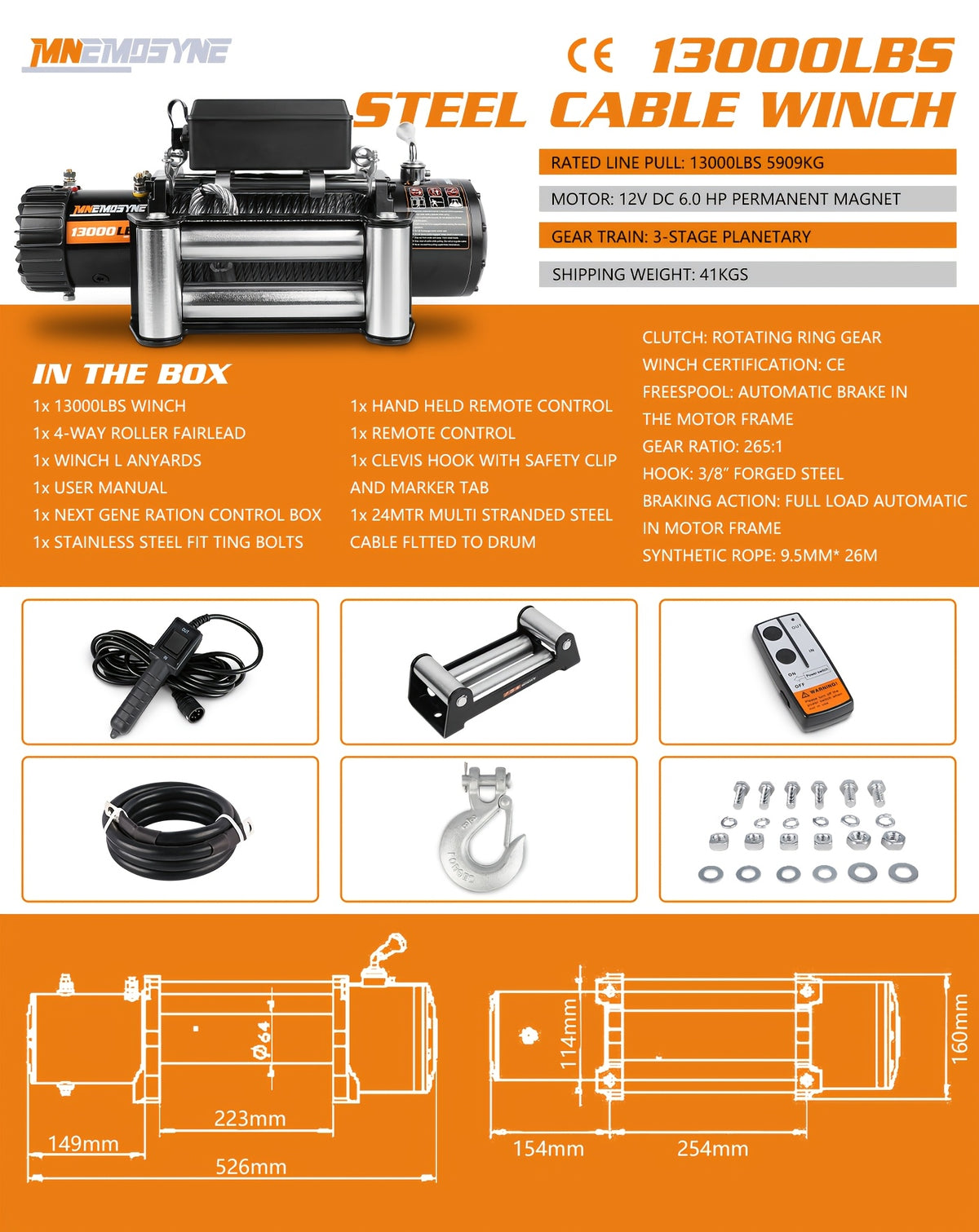 14500lb/13000lb/4500lb/3000lb Electric Winch 12V Winch Steel Cable Synthetic Rope 4WD/4X4 Offroad Towing Trucks Trailers Offroad Recovery Robust Construction For SUV Trailer Boat Winch ATV UTV ATV Winch Kit Winch Cover/winch Hitch Receiver To Choose