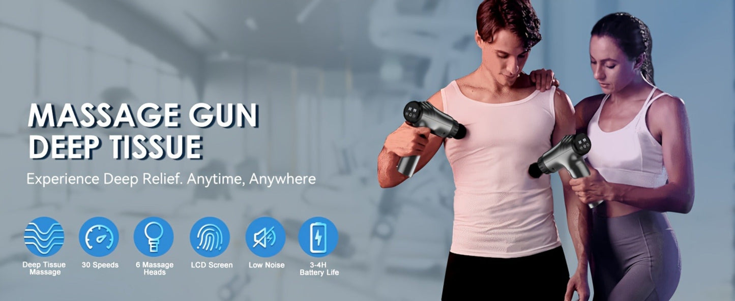 Massage Gun Deep Tissue - GVBER 6-Head Handheld Muscle Massager for Body Pain Relief, Relaxation & Recovery - Gift for Women Men