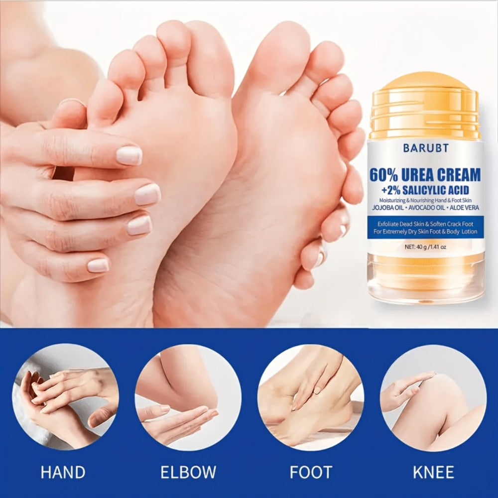 Cracked Heel Cream 2pcs – Salicylic Acid & Urea Foot Repair Cream with Aloe Vera Beeswax for Dry Feet Knees Elbows Hands | Deep Moisturizing Heel Balm Stick Unisex 40g