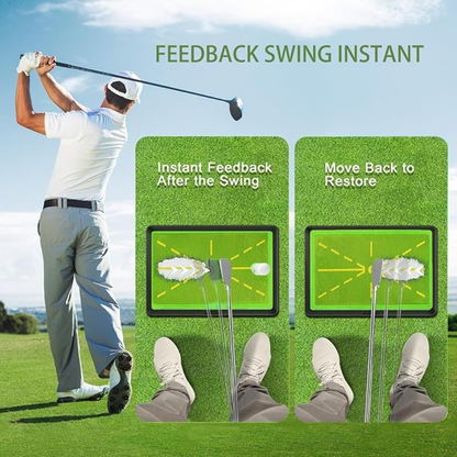 Golf Swing Training Mat with Ball Impact Path Feedback – Anti-Slip PP Base, Color-Change Swing Indicator, SBR Shock Absorption for Indoor & Outdoor Practice