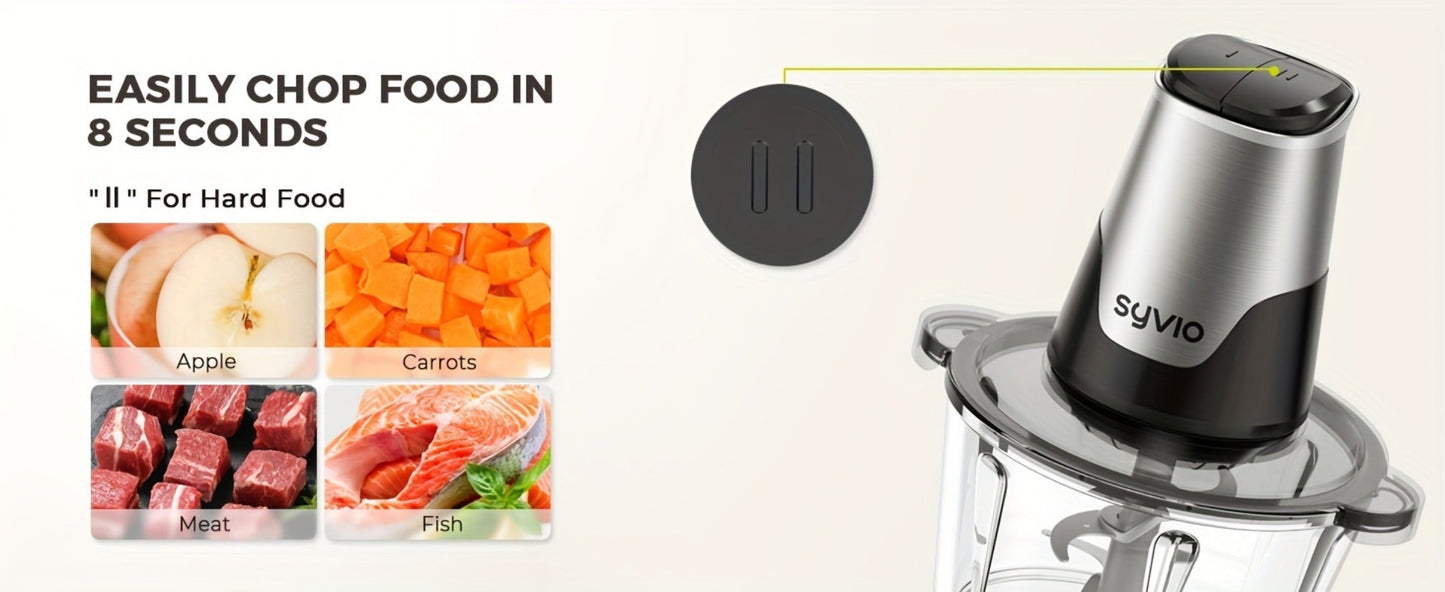 Mini Food Processor 450W with 2 Bowls – Electric Food Chopper, 4 Bi-Level Blades, Meat Grinder for Baby Food, Meat, Onion & Vegetables, 2 Speed
