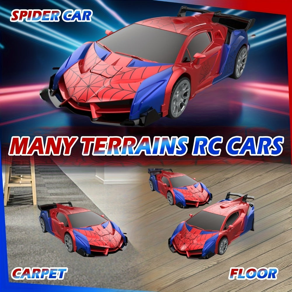 Spider Robot RC Car for Kids 1:18 with LED Lights – One-Button Transform Police Car Stunt Toy, 2.4GHz 45M Range 360° Drift Deformation Vehicle for Boys & Girls Ages 3 4 5 6, Birthday Christmas Gift