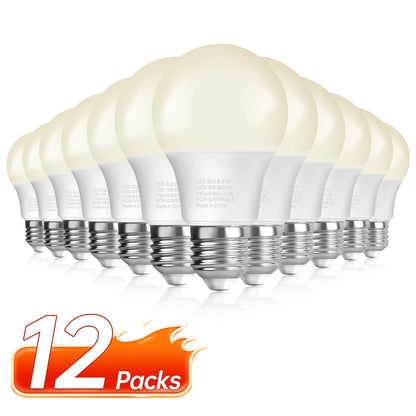 A19 LED Bulb 9W 800 Lumens 60W Equivalent 12 Pack – E26 Base 80+ CRI Non-Dimmable Energy Efficient, Daylight 5000K Neutral 4000K Soft 3000K Warm White 2700K for Bedroom Office Study Home Lighting