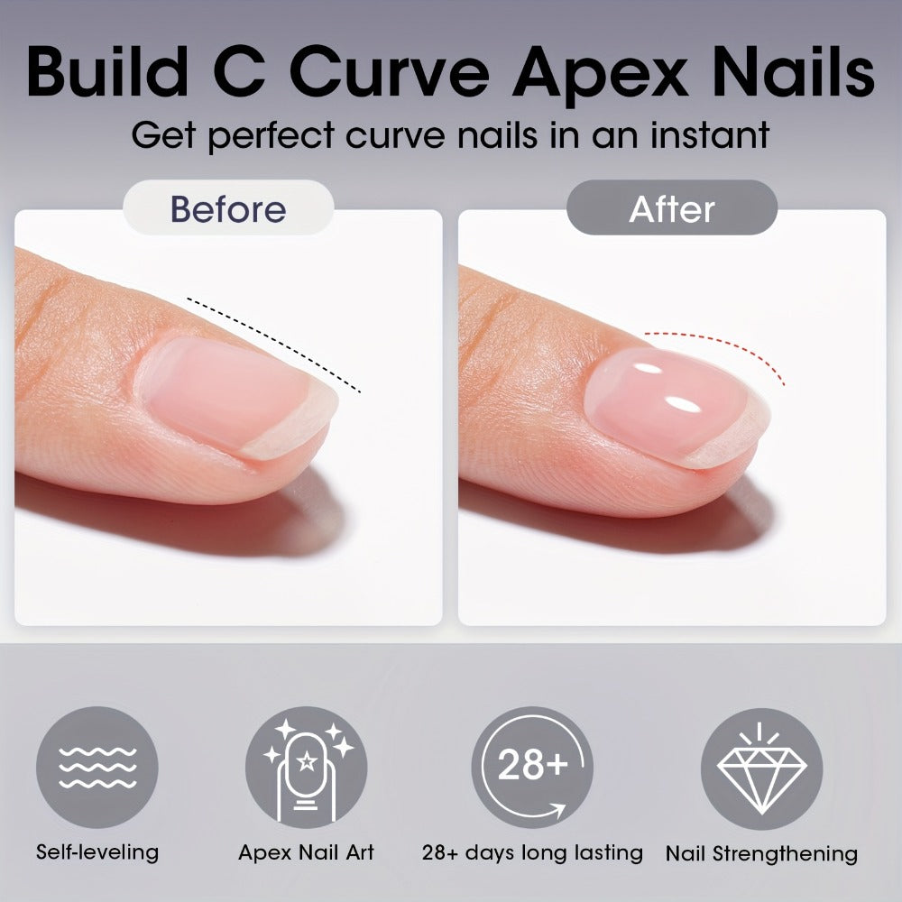 Clear Builder Gel HEMA-Free 5-in-1 2pcs 1.35oz — Nail Extension Strengthener Apex Construction Art Sealing & Repair | Soak-Off UV LED 28+ Days Chip-Proof Wear for Sensitive Skin Salon & Home Use