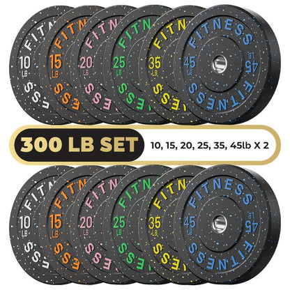 Bumper Plates Colored Rubber Weight Plates – 2-Inch Olympic Barbell Plates for Weightlifting & Strength Training, High Bounce Floor Protection, Low Odor, Non-Slip Surface, Home Gym & Commercial Gym