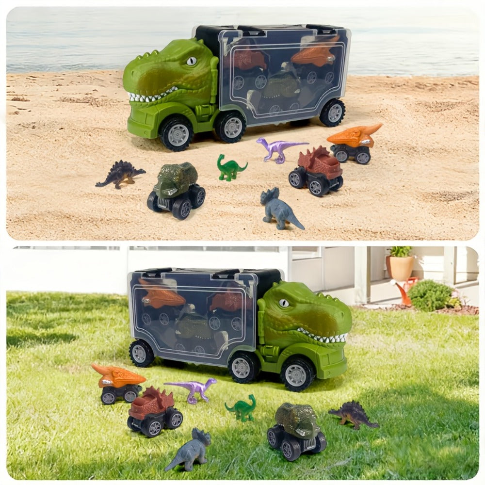 T-Rex Dinosaur Car Playset for Kids – Large Dino Truck with Mini Dinosaur Cars Figures & Accessories, Boys Dino Vehicle Toy Birthday Gift Ages 3 4 5 6