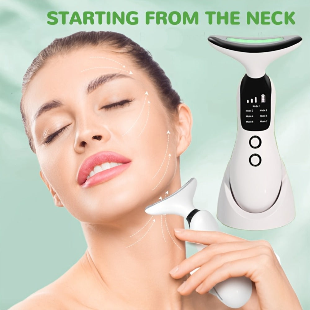 7-in-1 Neck Beauty Device with Base – Multi-Functional Skincare Tool, USB Rechargeable, Anti-Aging Neck Firming & Lifting, Mother's Day Gift for Women