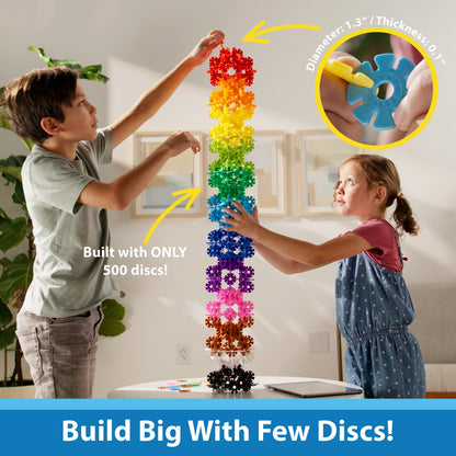 Brain Flakes Interlocking Disc Building Set 500 Pcs – STEM Construction Toy Kids Ages 3+ Creative Disc Blocks Storage Jar BPA-Free Safe Educational Birthday Christmas Gift Boys Girls