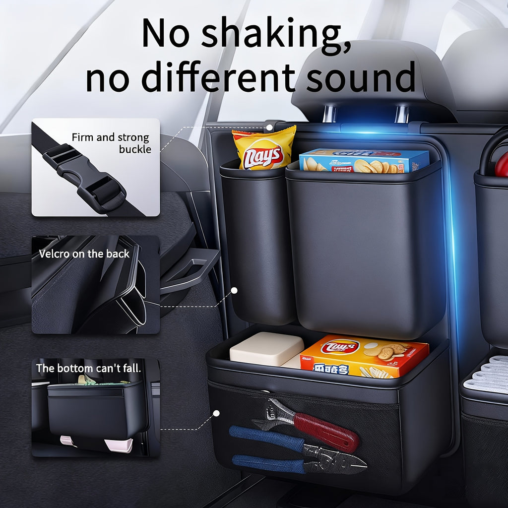 QIANKUNBAG Premium PU Leather Car Organizer Trunk Organizer with Multi-Pocket Storage, Adjustable Straps & Bottle Slots - Versatile Automobile Accessories for Organization And Travel