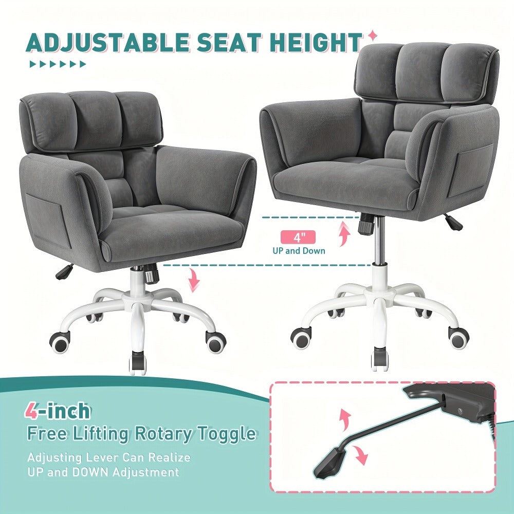 Faux Leather Accent Chair with Adjustable Height for Living Room detail image - detail view 11