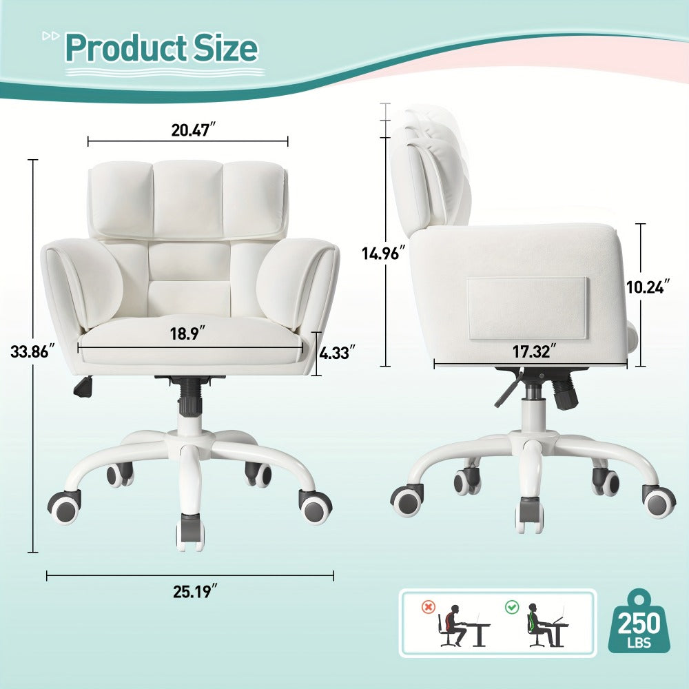 Faux Leather Accent Chair with Adjustable Height for Living Room detail image - detail view 4