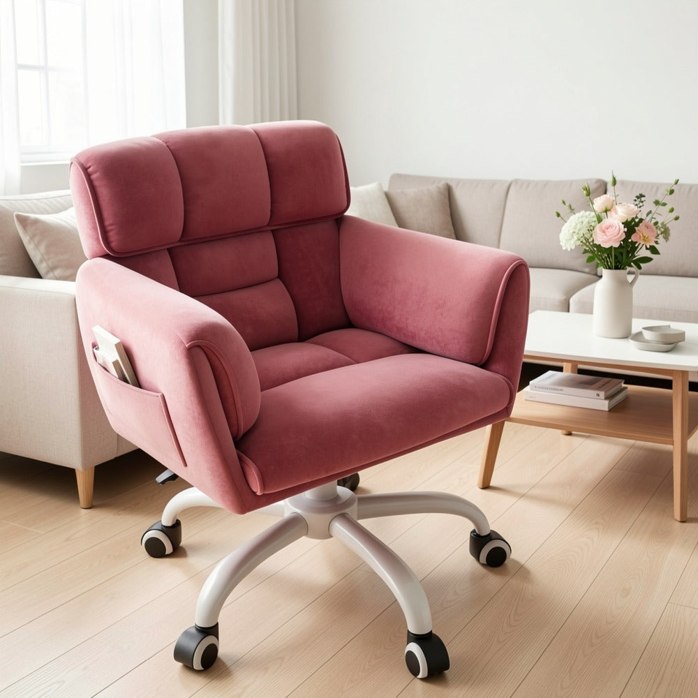 Faux Leather Accent Chair with Adjustable Height for Living Room detail image - detail view 9