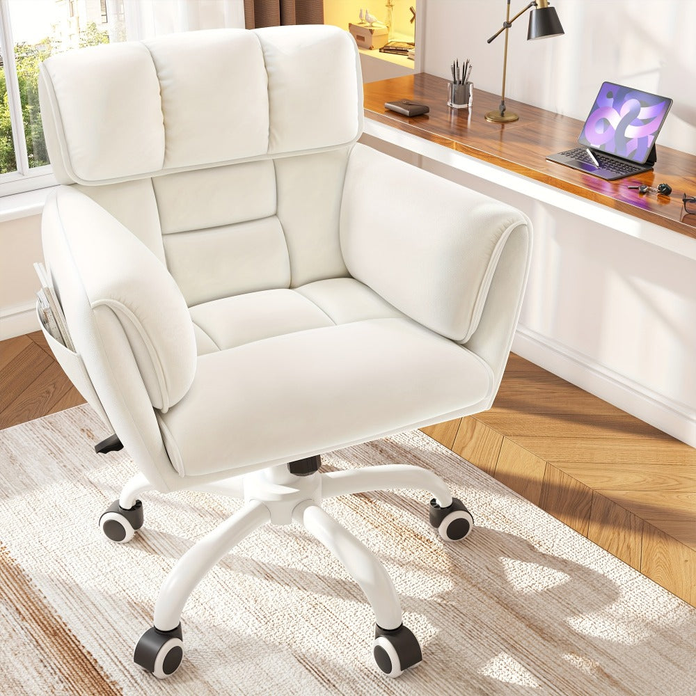 Accent Chair, PU Leather with Arms Adjustable Height Swivel Vanity Chair 250LBS Capacity shown in the main product view