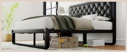 Faux Leather Bed Frame, Bedroom Platform Bed for Bedroom Comfort and Support detail image - detail view 12