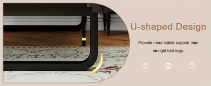 Faux Leather Bed Frame, Bedroom Platform Bed for Bedroom Comfort and Support detail image - detail view 15