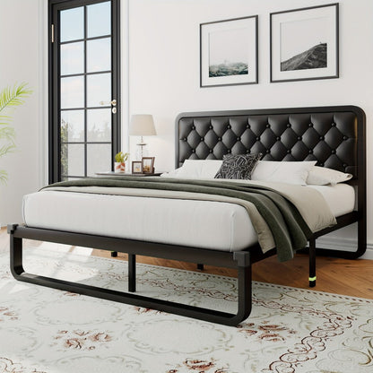 Faux Leather Bed Frame, Bedroom Platform Bed for Bedroom Comfort and Support detail image