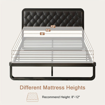 Faux Leather Bed Frame, Bedroom Platform Bed for Bedroom Comfort and Support detail image - detail view 7