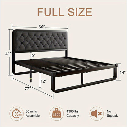 Faux Leather Bed Frame, Bedroom Platform Bed for Bedroom Comfort and Support detail image - detail view 9