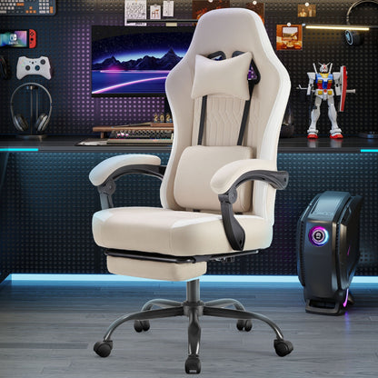Gaming Chair shown in the Khaki, With Footrest option