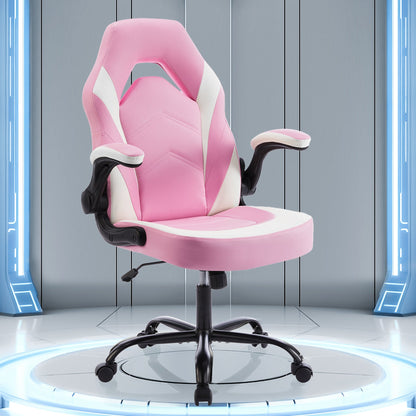 Gaming Chair shown in the pink, Without Footrest option