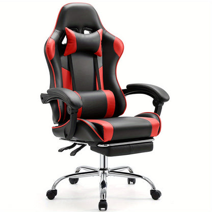 Gaming Chair shown in the Red, With Footrest option