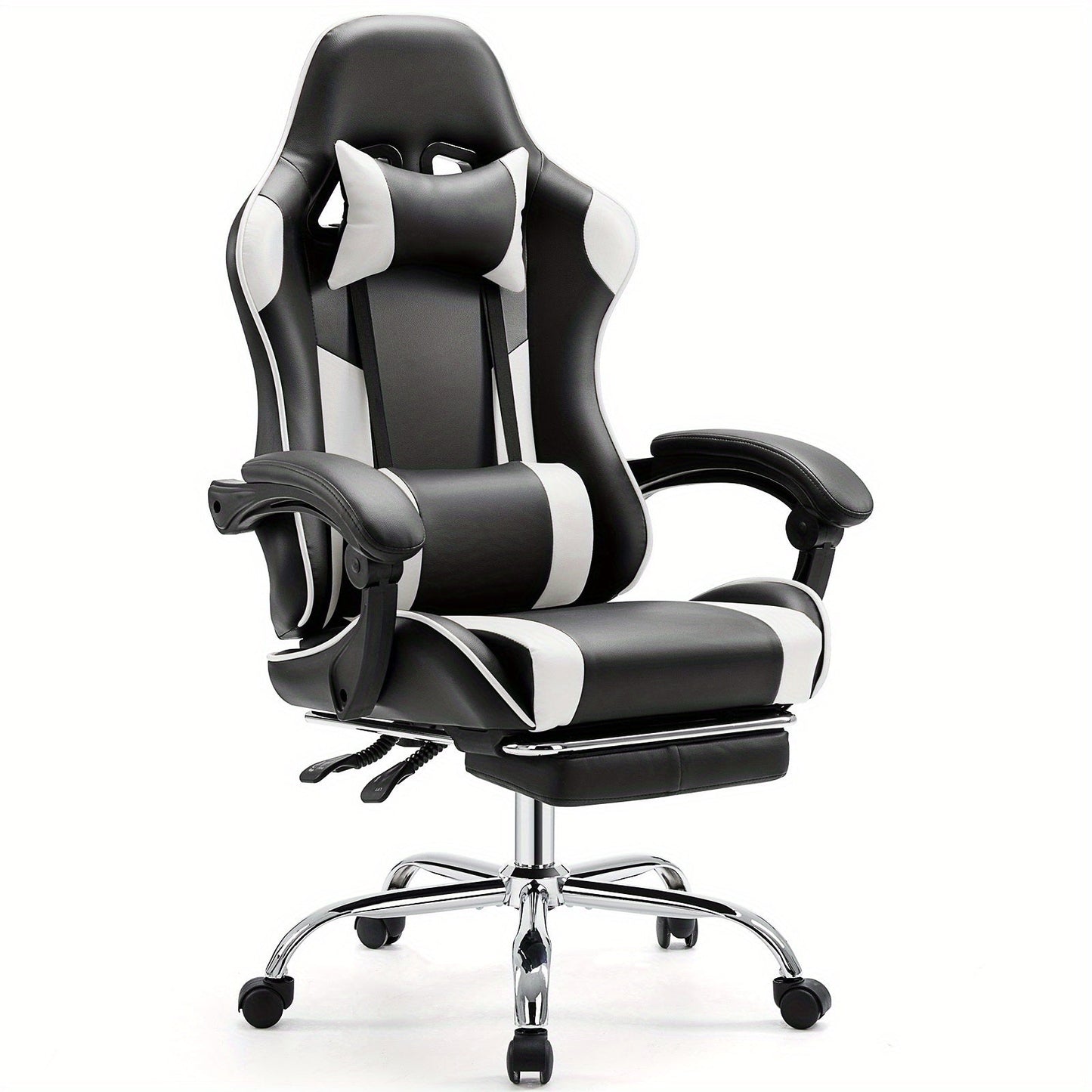Gaming Chair shown in the White, With Footrest option