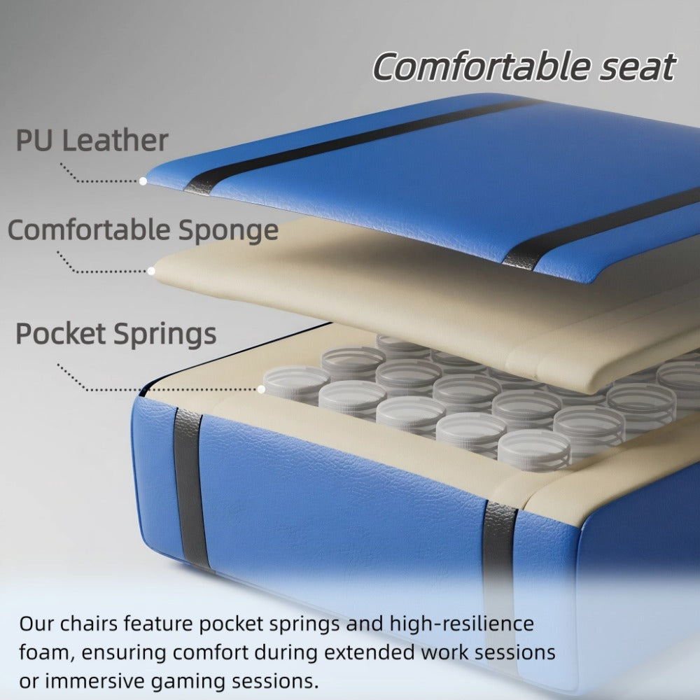 Faux Leather Gaming Chair, Reclining Computer Chair for Home Office detail image - detail view 12