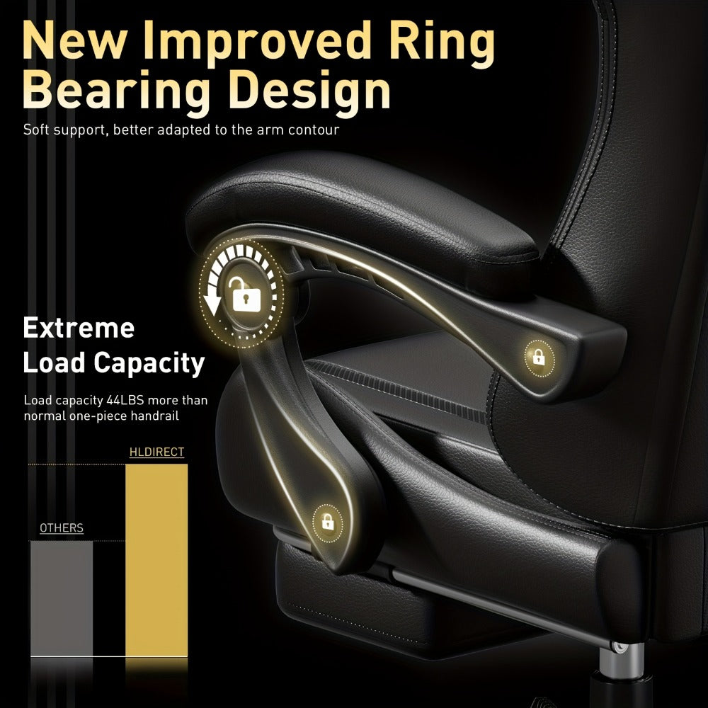 Faux Leather Gaming Chair, Reclining Computer Chair for Home Office detail image - detail view 14