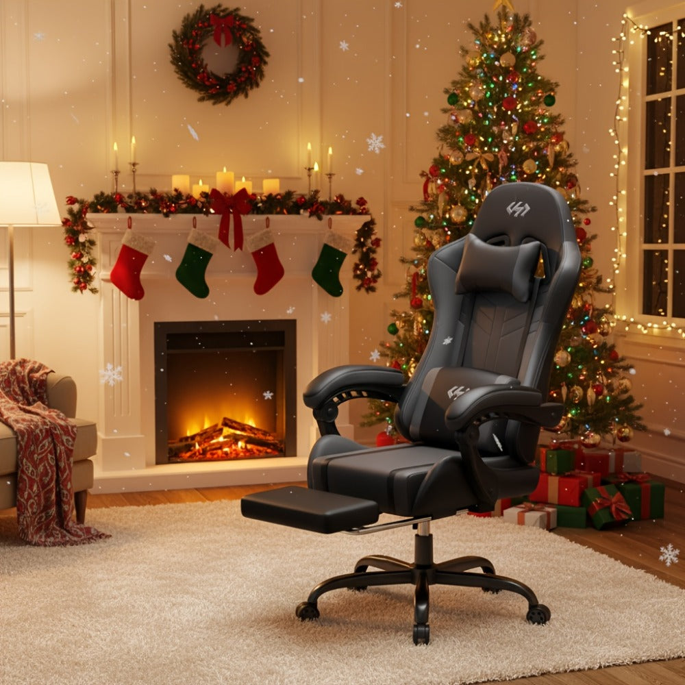 Faux Leather Gaming Chair, Reclining Computer Chair for Home Office detail image - detail view 18