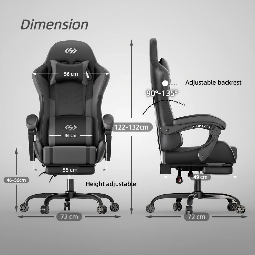Faux Leather Gaming Chair, Reclining Computer Chair for Home Office detail image - detail view 4