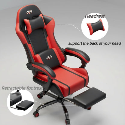 Faux Leather Gaming Chair, Reclining Computer Chair for Home Office detail image - detail view 6