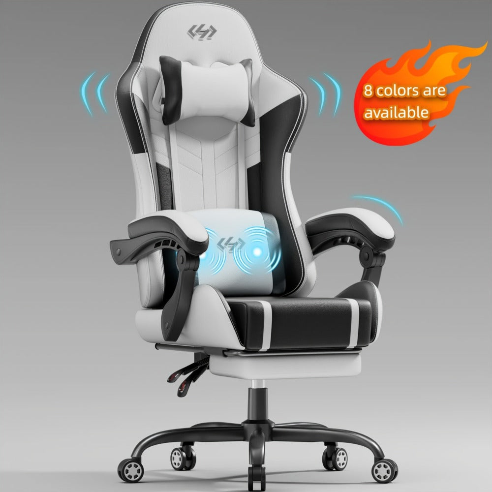 Gaming Chair with Pocket Spring Cushion & Massage Lumbar Support - Ergonomic Faux Leather shown in the main product view